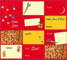 Sinterklaas stickervel rood