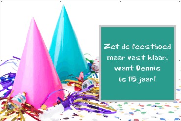 Spandoek 15 jaar verjaardag