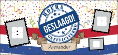 Spandoek geslaagd confetti - Met naam en fotos