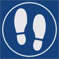 Voetstappen blauw tegel