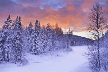 Winter Zonsondergang Tuindoek