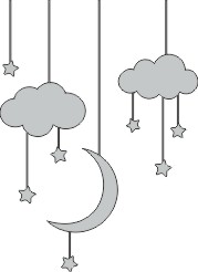 Wolken, sterren en maan